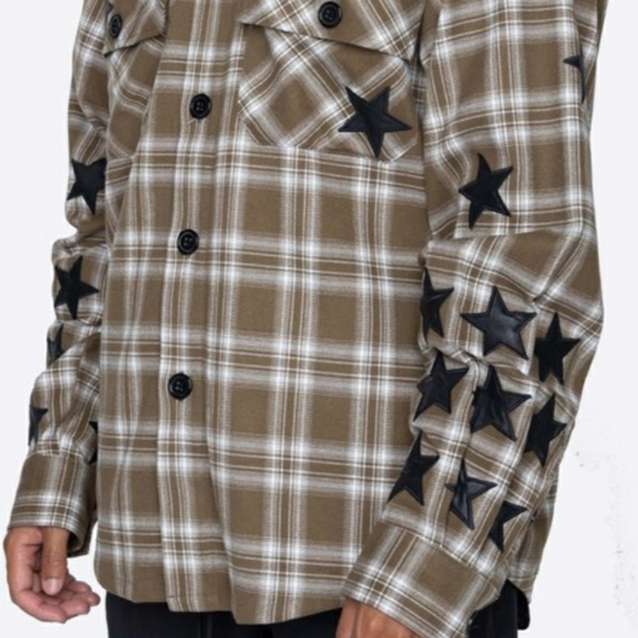 Olive Star Flannel Shirt - Picture 2 of 3